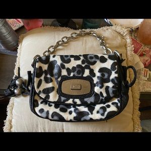 Christian Audigier black white and gray leopard print purse